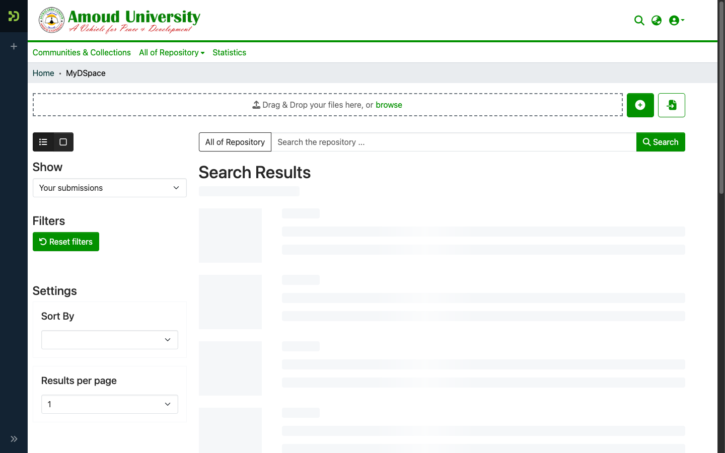 MyDSpace showing your submissions and the Workflow view