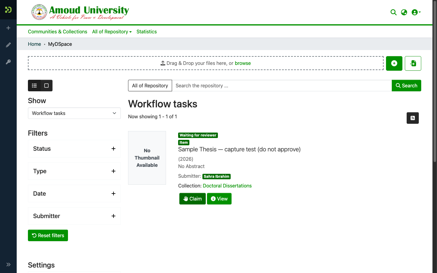 A pooled workflow task with the Claim button
